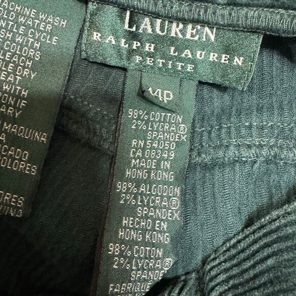 Lauren Ralph Lauren corduroy green pants petite 14 - Picture 6 of 7